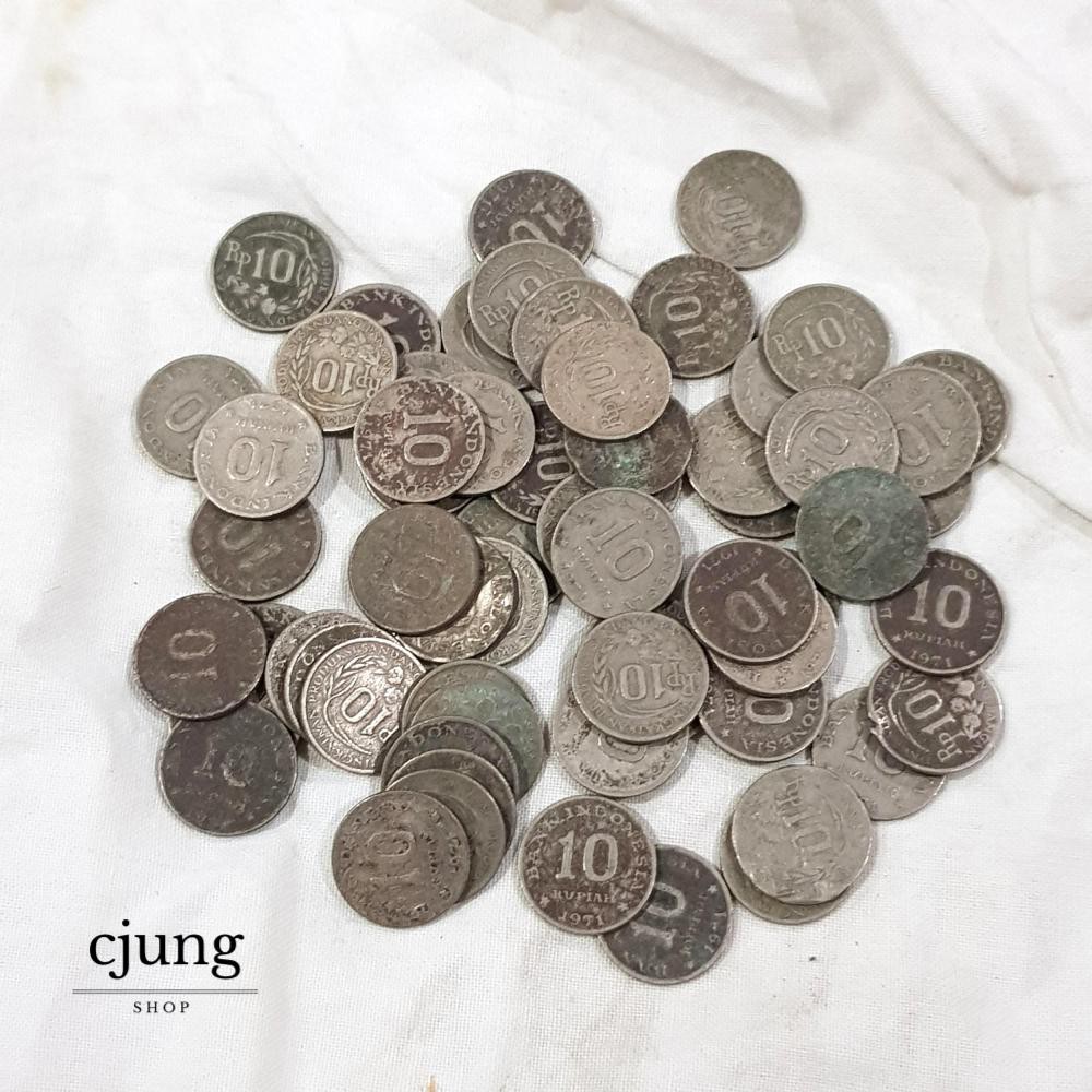 uang koin logam Rp 10 kecil tahun 1971 seperti kancing duit mahar seserahan koin kuno barang antik