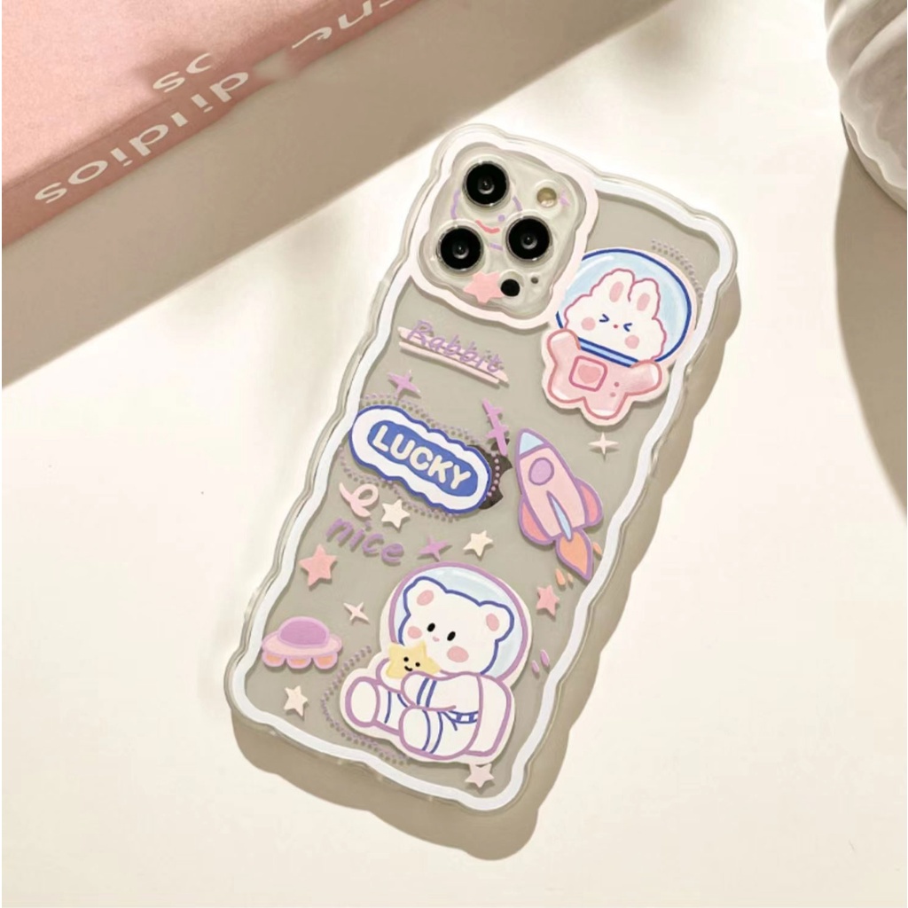 Soft Case Transparan Motif Kelinci / Beruang Untuk iPhone 13 13pro 13prm 11 7Plus 8Plus Xr XS 13 12pro Max
