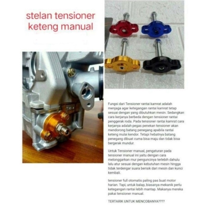 stelan tensioner rantai karmat setelan keteng manual suzuki satria fu, shogun, smash, arashi, spin dll full cnc import