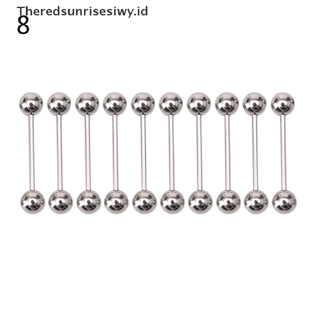 (Theredsunrisesiwy.Id) 10pcs Stainless Steel Lidah Nipple Ring Barbel Perhiasan Tindik Tubuh