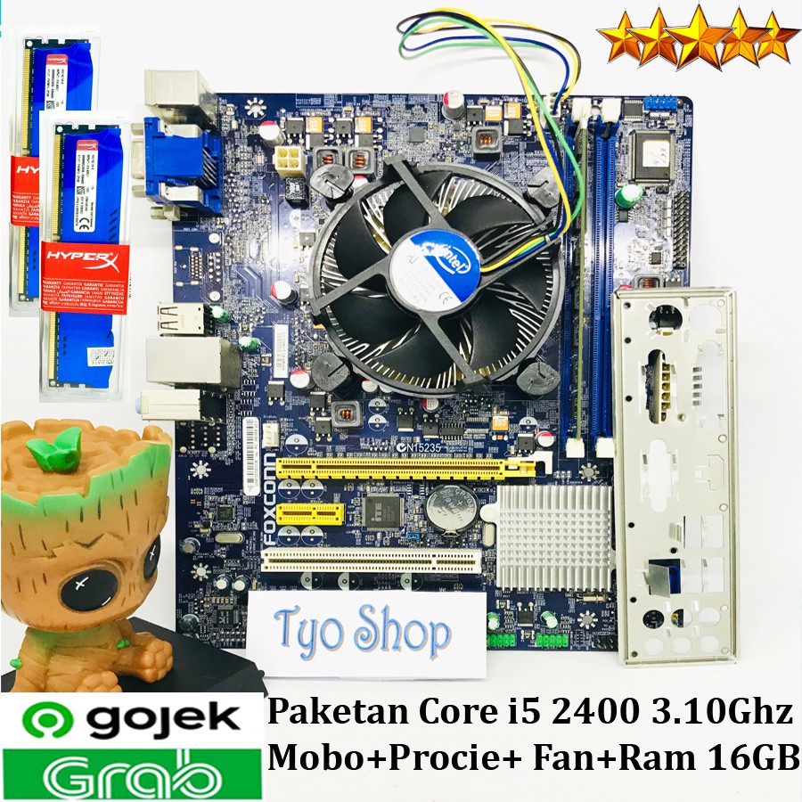 Mainboard h61 Paket Processor Core i5 2400 Fan Ram 16GB