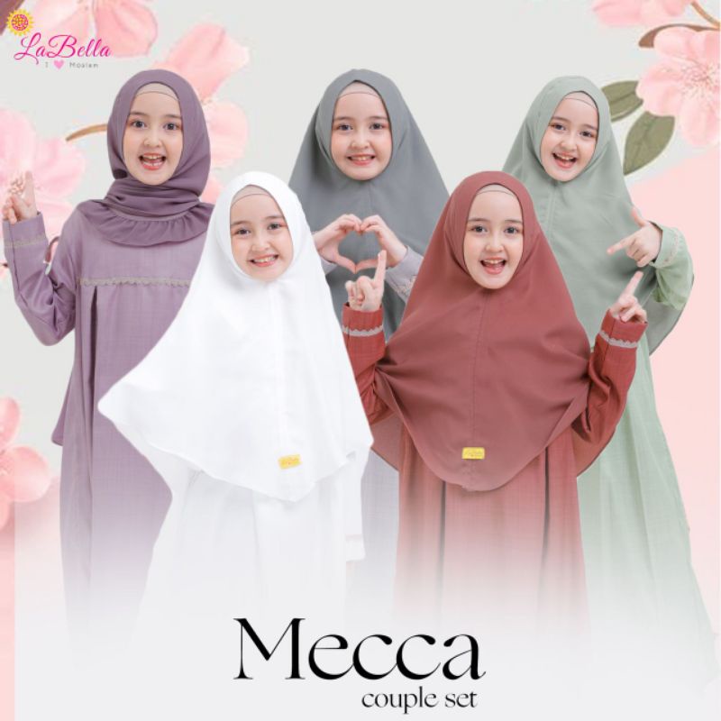 GAMIS DAN KOKO ANAK COUPLE SARIMBIT MECCA  SET JILBAB UMUR 3 4 5 6 7 8 9 10 11 12 13 TAHUN / ORIGINA