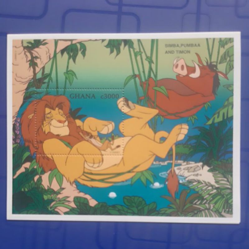 

Perangko Disney Ghana Simba Pumbaa and Timon sheet 1 prangko