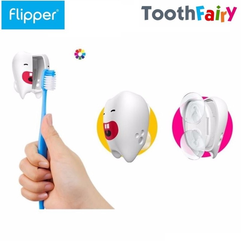 Flipper Toothbrush Cover Tooth Fairy 2in1 Tempat Sikat Gigi Anak Isi 2pcs