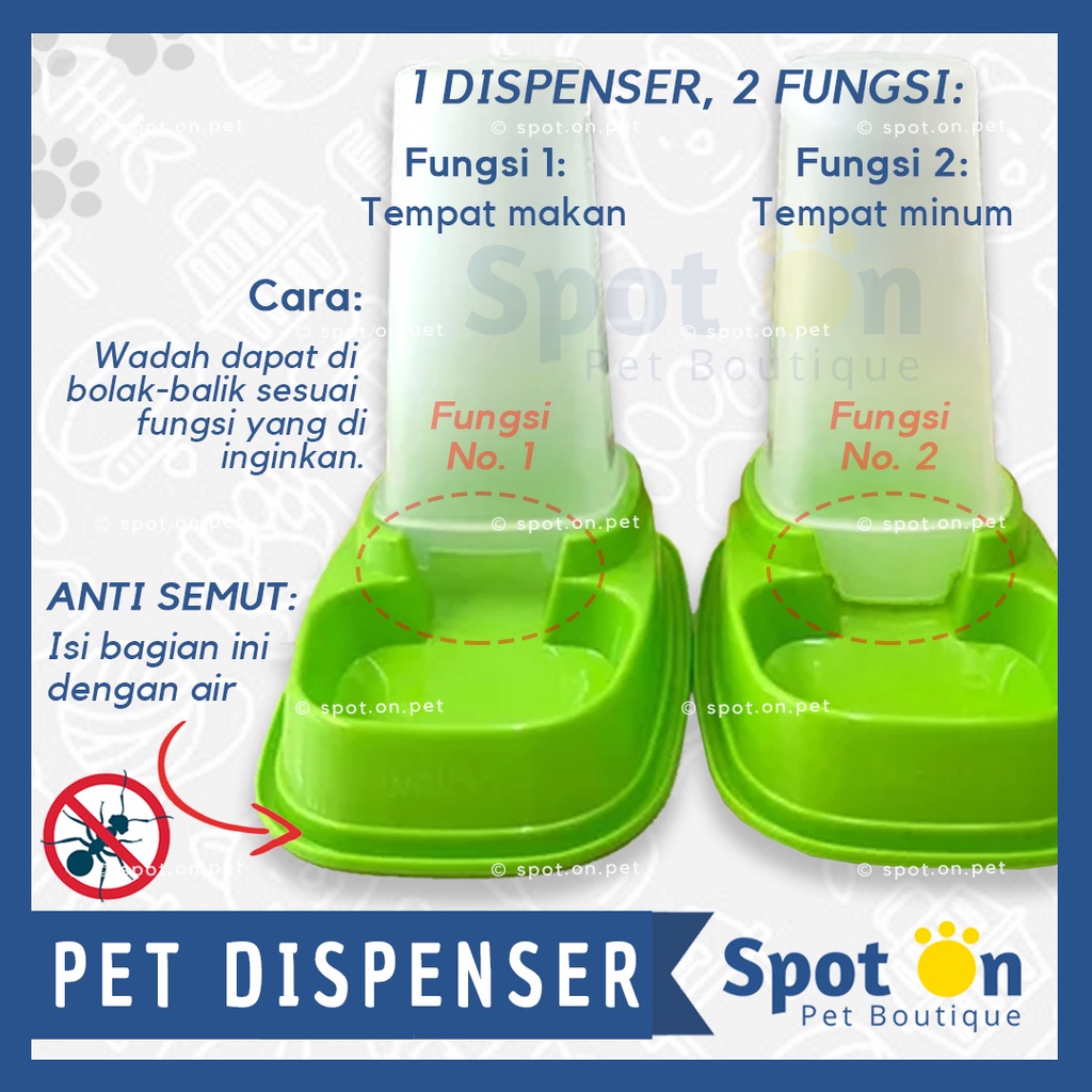 Pet Dispenser Makanan Minuman 1.5L Anti Semut | Tempat Makan Minum Hewan Kucing Anjing Kelinci Besar