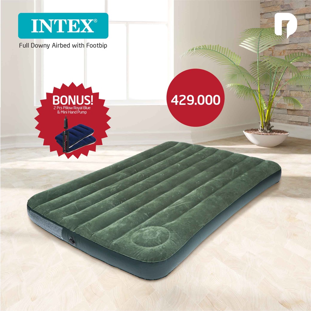 [ORI] TERLARIS INTEX Kasur Angin Keluarga Kemping Camping Mobil bahan Lembut dgn Pompa | Portable Po