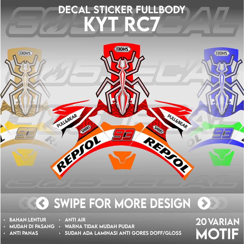 Sticker decal helm KYT RC7 motif repsol marques | decal helm | decal sticker