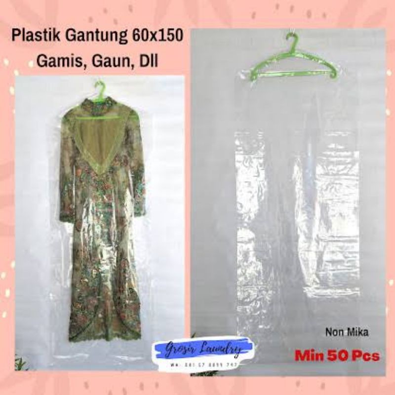 Plastik Baju Dress Panjang | Plastik Laundry Jas Gaun Dres | Plastik Hanger Tebal Pelindung Pakaian