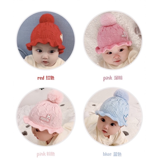 Topi Kupluk Rajut Wol Kepang Anak Bayi Balita Perempuan / Baby Knit Hat