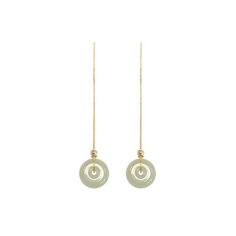 Natural Hetian Jade Magnolia Earrings Female S925 Silver Cloisonne Jade Earrings Anti-Allergy Temperament White Jade Earrings