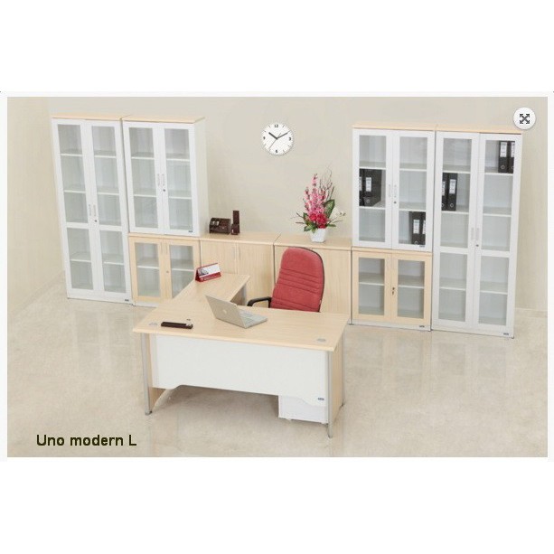 meja kantor uno modern model L minimalis design