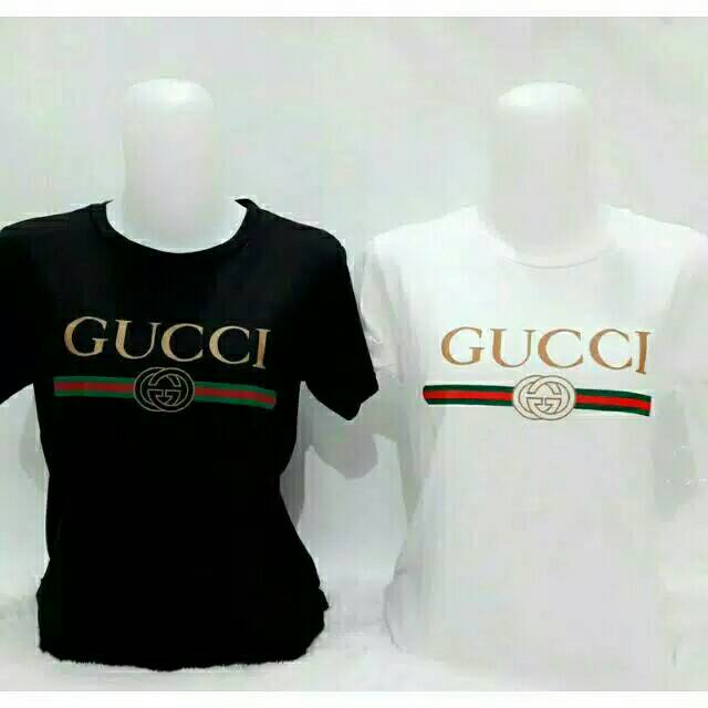  KAOS  GUCCI  LENGAN PENDEK BAHAN COMBED 30S HITAM PUTIH  