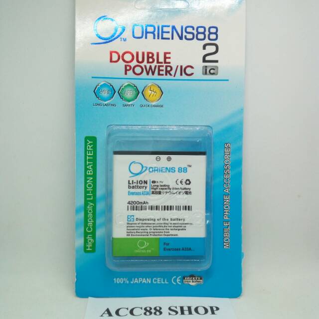 Baterai Batre Battery Double Power OR88/ Oriens88 Evercoss A33A