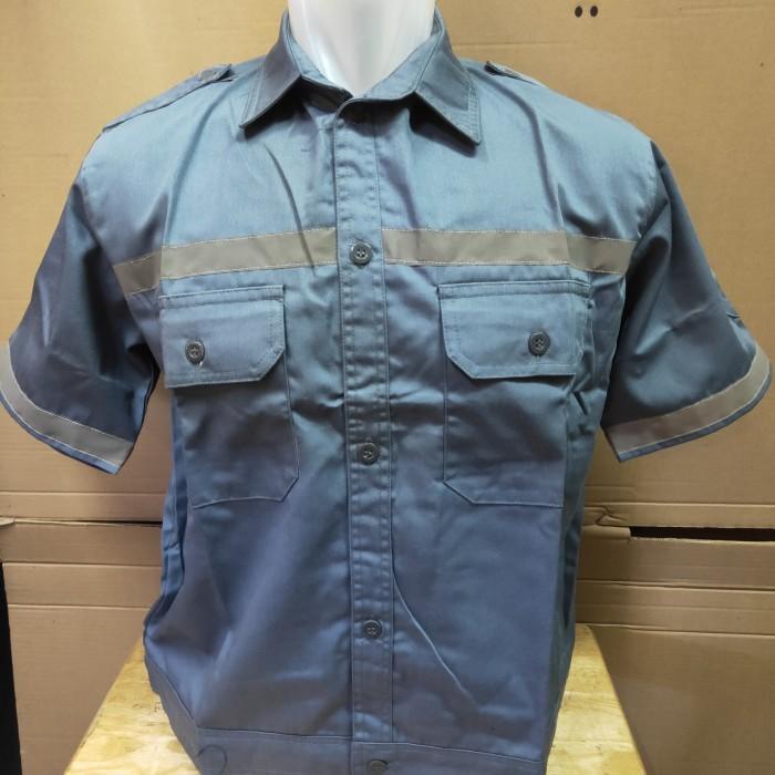 Wear | Baju Safety Japan Drill Almozz Lengan Pendek Abu