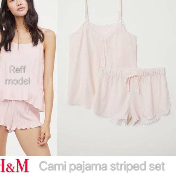 Harga Murah.. H*M cami pajama striped pink/ baju tidur dewasa original sisa export branded