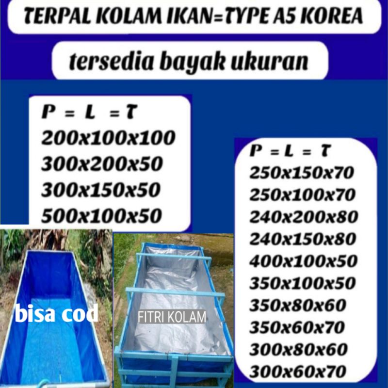 TERPAL KOLAM IKAN TYPE A5 200X100X100