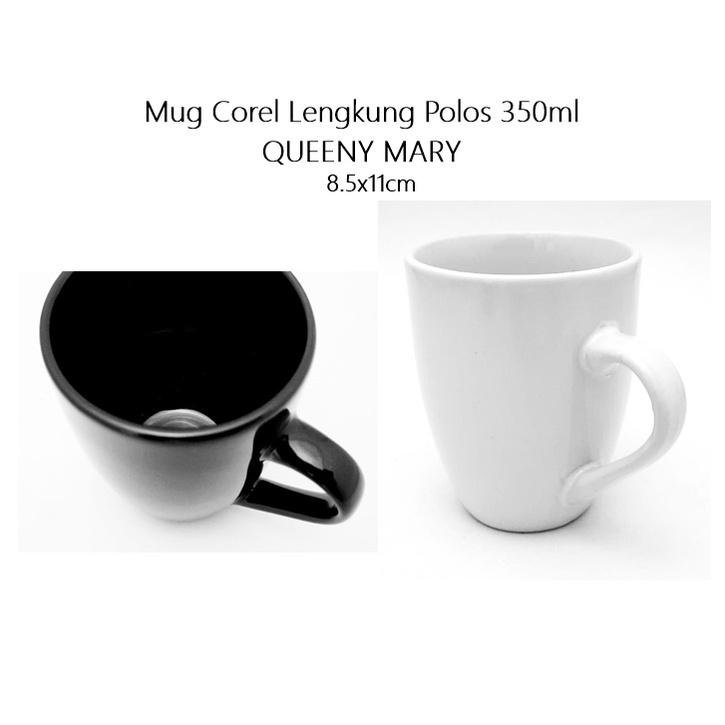 Mug Keramik Corel Lengkung Polos 350ml QUEENY MARY