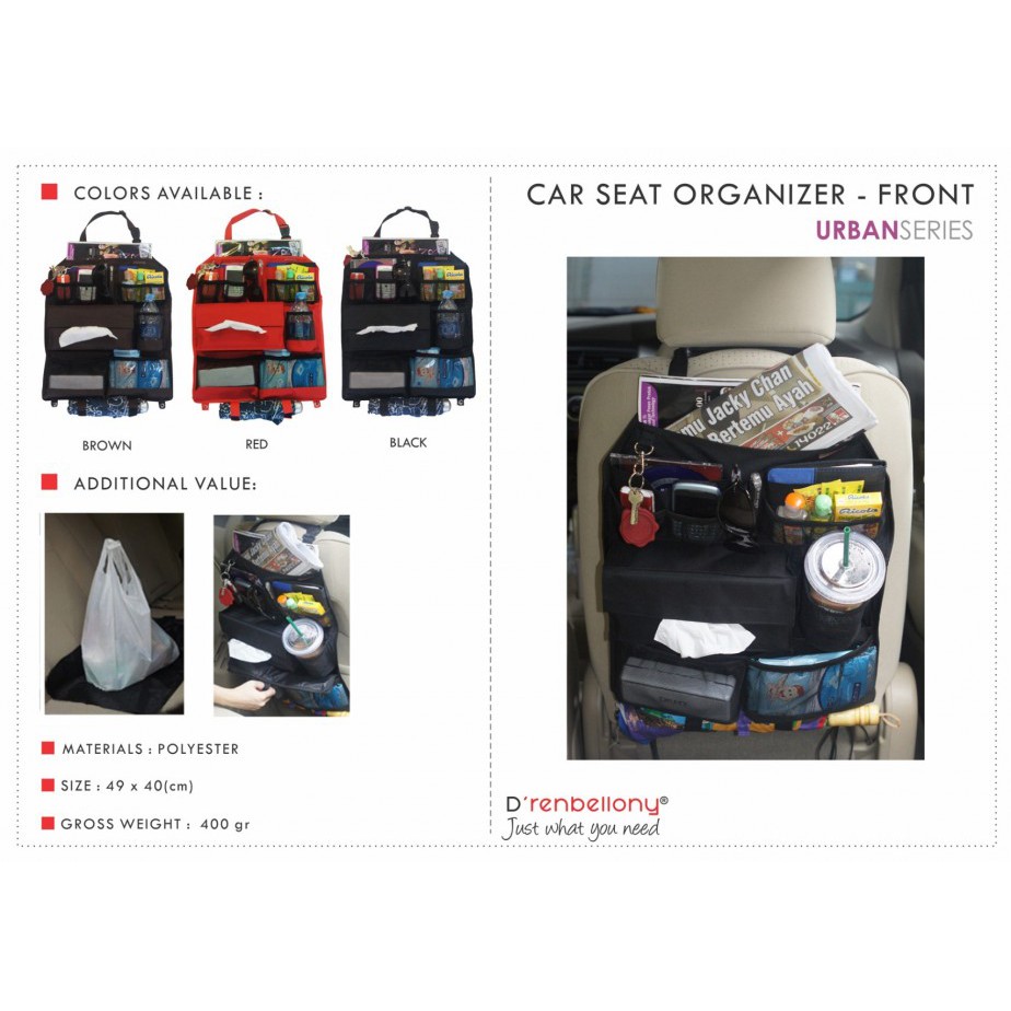 CAR SEAT ORGANIZER FRONT