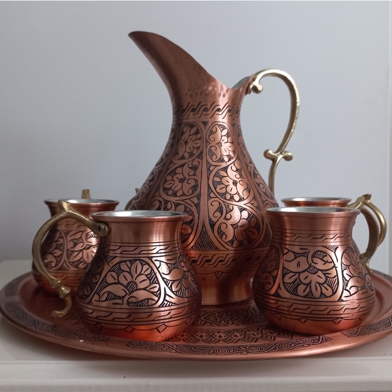 Cangkir Teko Set Tembaga Turki Premium - Copper Set Premium