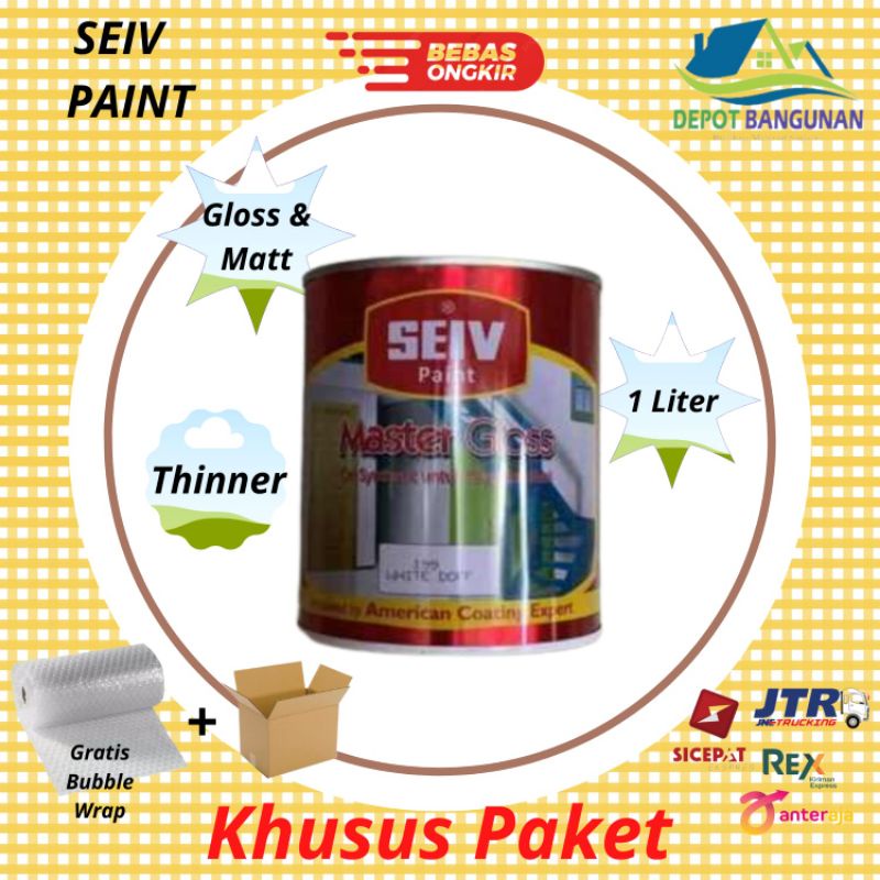 

Cat Kayu Besi Cat Minyak Cat Besi SEIV MASTER Gloss 0.8 LTR PAKET Supra White