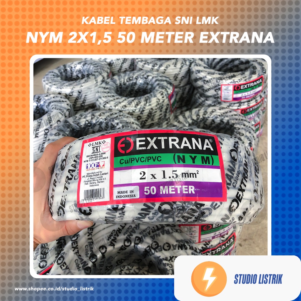 Kabel NYM 2x1.5 50m Extrana / Kabel listrik SNI LMK / NYM SNI