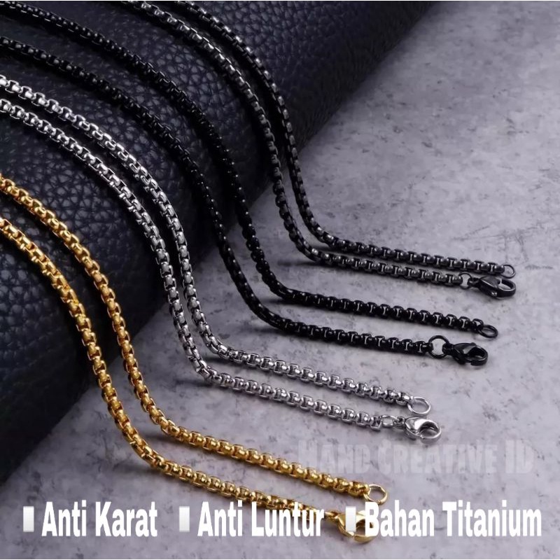 Kalung Titanium Pria Wanita Anti Karat Italy Silver Gold