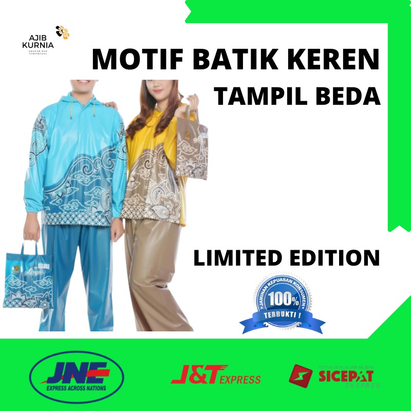Jas Hujan Wanita Pria Celana Dewasa Cewek Setelan Motif Batik Murah Tiger Head 68285 Motor Nusantara