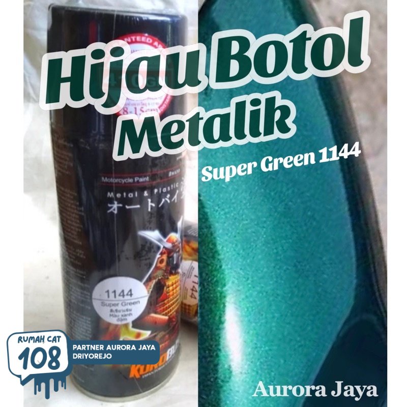 Samurai Paint Super Green 1144 Hijau Botol Emerald Metalik Tahan Bensin 400ml