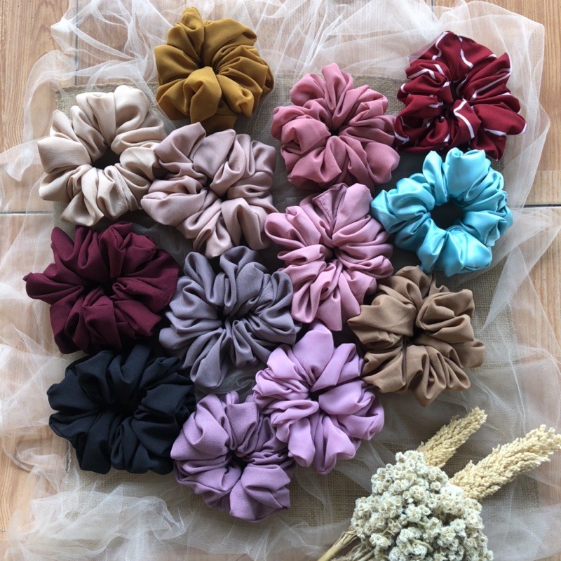 [FREE POUCH] Scrunchies organza ❤️ ikat rambut lucu ❤️ gemes murah organza