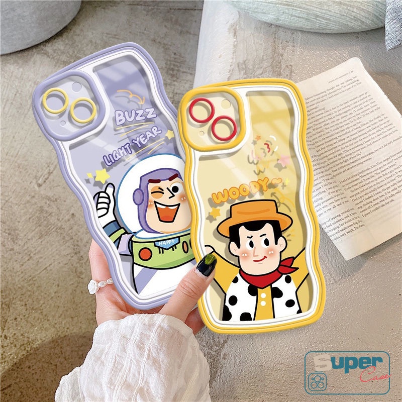 Untuk Case Redmi 12C 9 9A 9T 10A 10 9C NFC Redmi Note 10 11 10s 9 8 Note 11s Note 10 Pro Max Note10 Note11 Lembut Bergelombang Pinggiran Kartun Toy Story Woody Buzz Lightyear Phone Case Cover