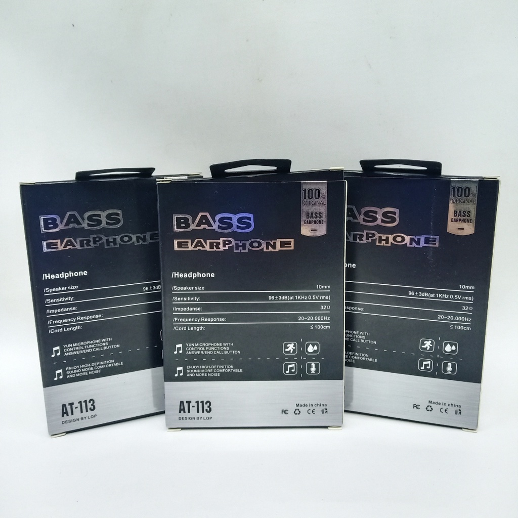Earphone Brand AT-113 / Handsfree Brand AT-113 / Pure Sounds / Extra Bass