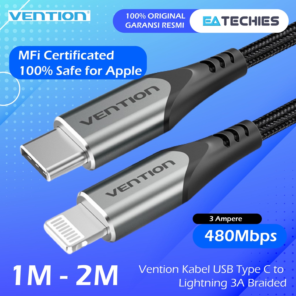 Vention Kabel Charge USB Type C to Lightning 3A for iPhone iPad