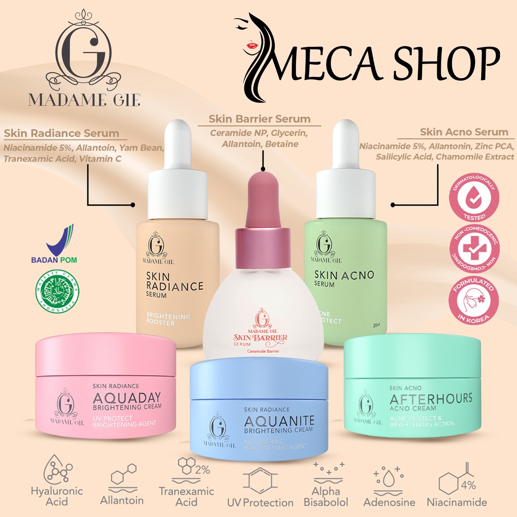 Madame Gie Skin Barrier Radience Face Serum 5% Niacinamide | Moisturizer | Cream | Facial Wash | Face Oil - Skincare Pelembab