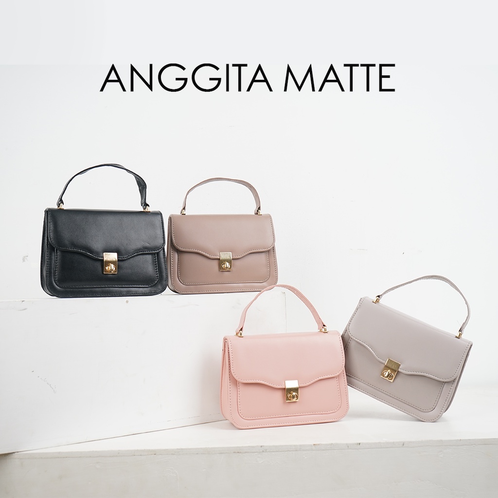 Anggita Matte | Sources.id Original  - Tas Selempang Wanita Bahu Lucu Kecil / Mini Tali Rantai Gold 