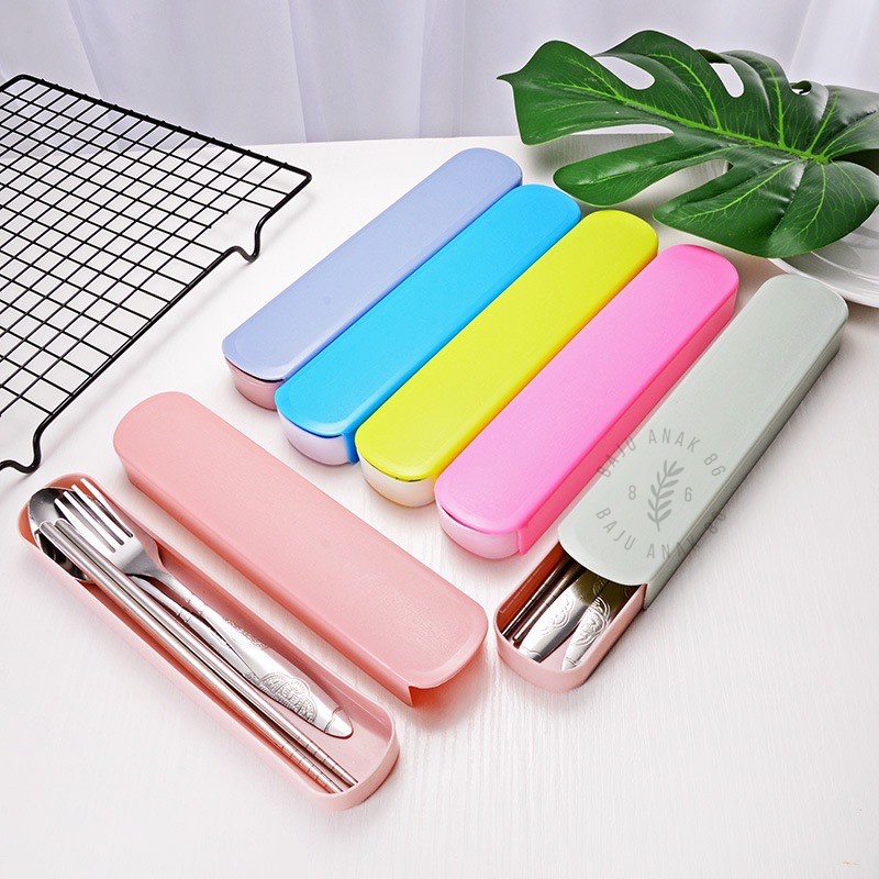 Set Alat Makan Sendok 3in1/Set Alat Makan Portable Travel, Stainless Steel 022.4720