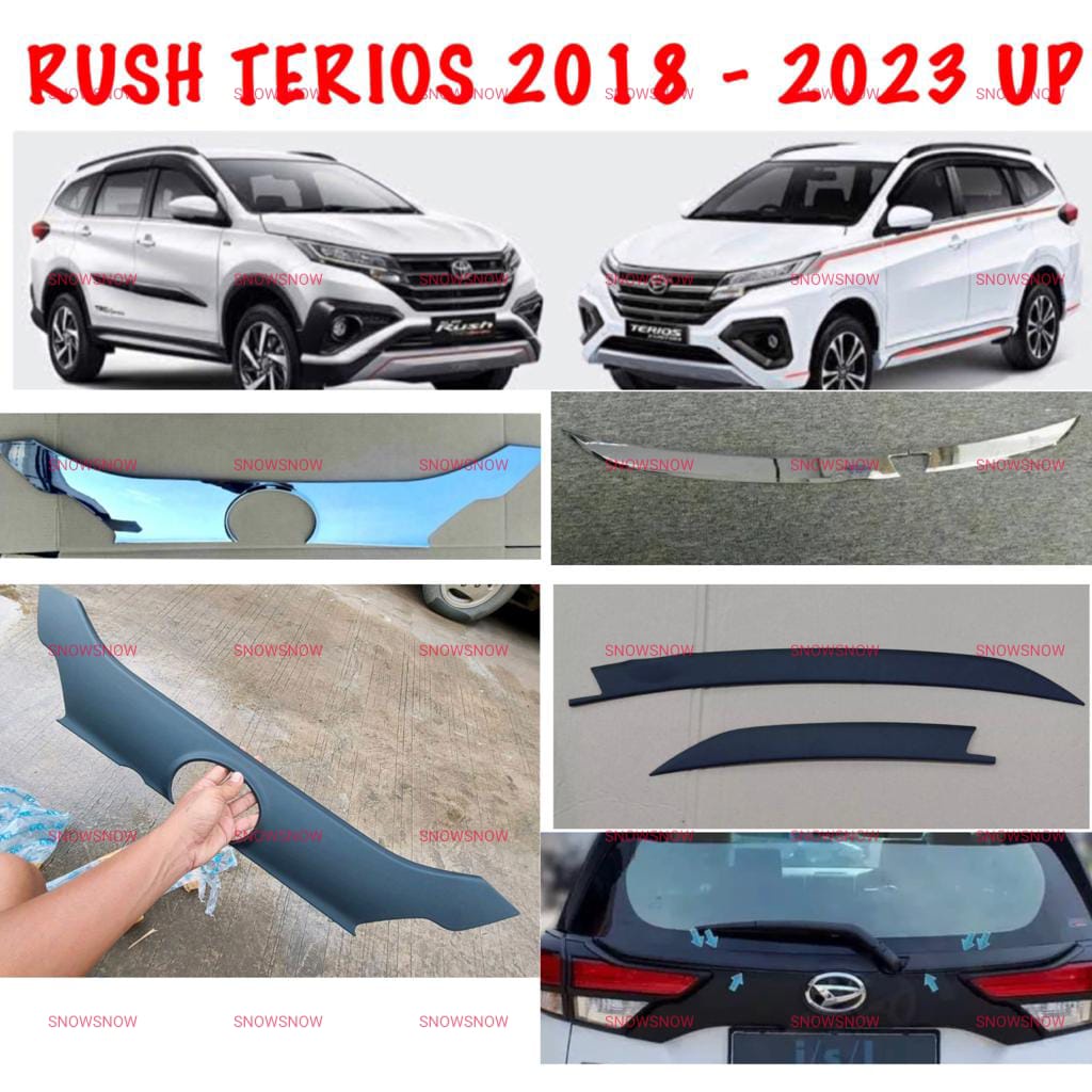 Paket List Bagasi Kaca Belakang Trunk Lid All New Rush Terios 2018 2020 2022 2023 Hitam Chrome