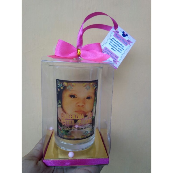 SOUVENIR GELAS AQIQOH,BABY BORN ,GELAS ULANGTAHUN,Tasyakuran Khitan,Gelas Sablon Foto, LengkapKemas