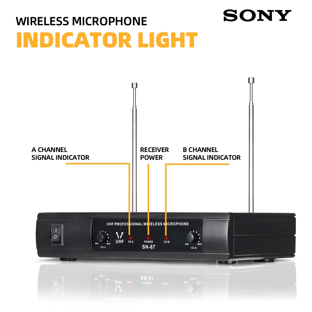 Mikrofon Nirkabel SONY SN87 VHF band 2 genggam Jarak penerimaan 60M Peralatan audio KTV profesional