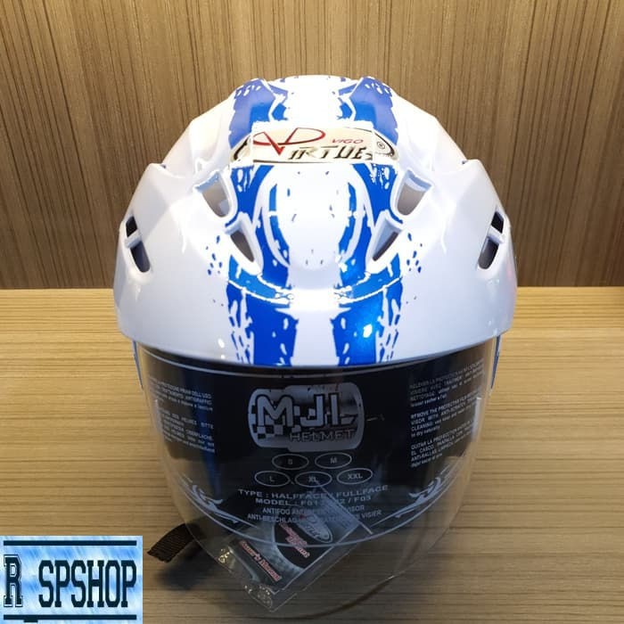 Helm Half Face DewasaSingle Visor SNI Virtue Vigo Tarantula Blue Glos