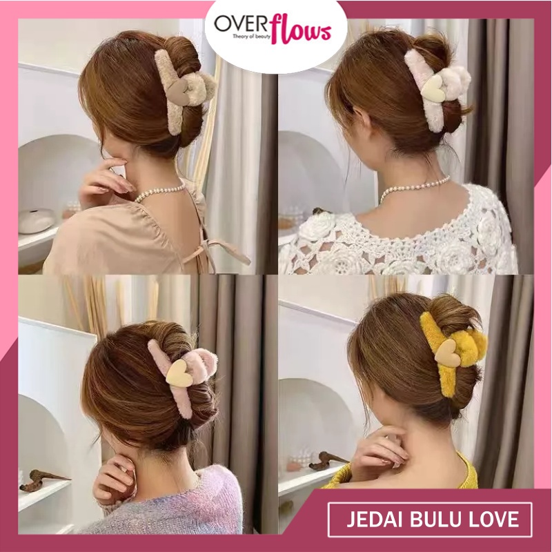 Jual Overflowsid Jepit Jedai Rambut Bulu Import Ala Korea Jepitan Bulu Cantik Wanita Jumbo 