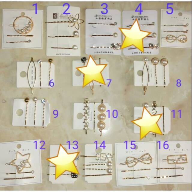 Jepit mutiara korea hairpin import isi 3 per set