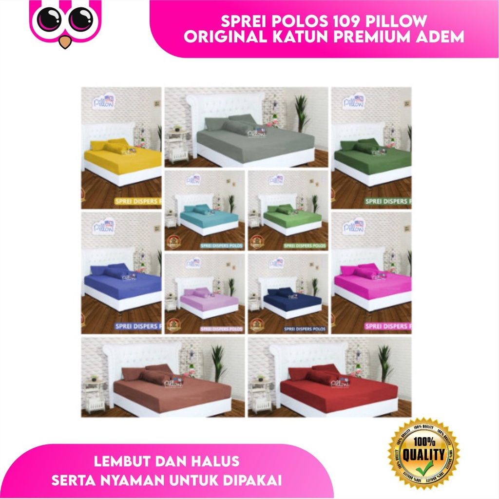 [ SPREI 160x200 ] SPREI POLOS 109 PILLOW ORIGINAL KATUN PREMIUM ADEM SEJUK NYAMAN ADA SARUNG BANTAL 