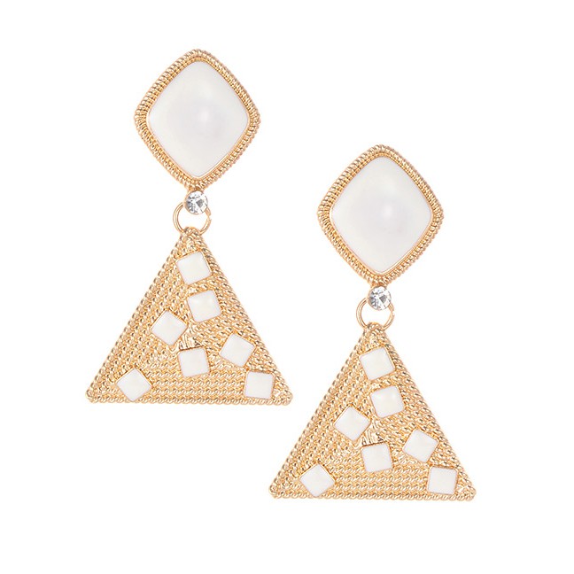 LRC Anting Tusuk Fashion Triangle Shape Decorated Earrings