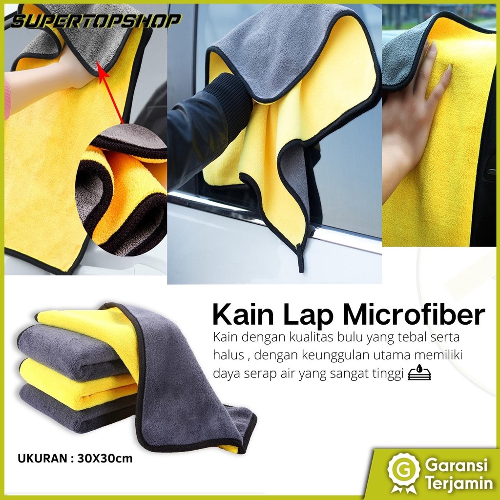 Kain Lap Microfiber Serbaguna 30X30cm Kain Lap Multifungsi untuk Rumah Kendaraan