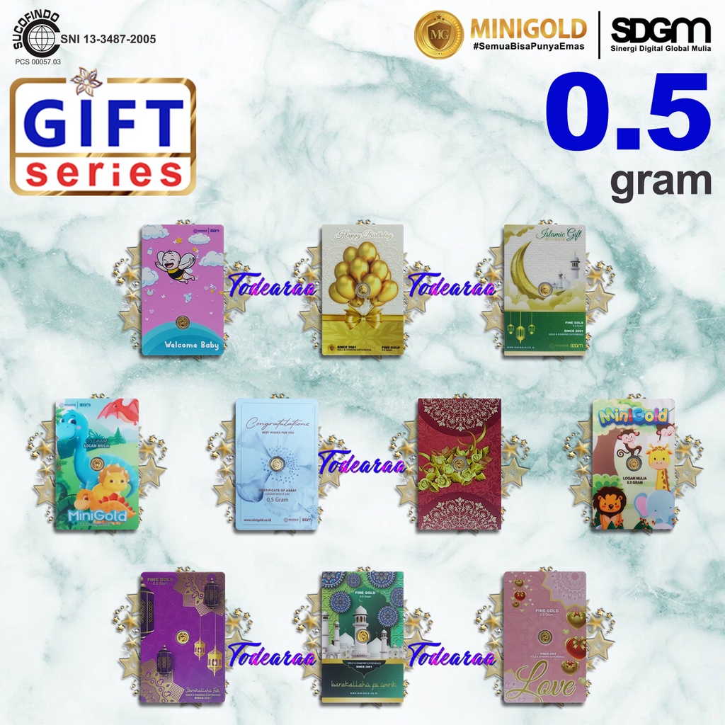 Gift Series 0.5 gram MINIGOLD Logam Mulia 24 Karat - Emas Hadiah Investasi