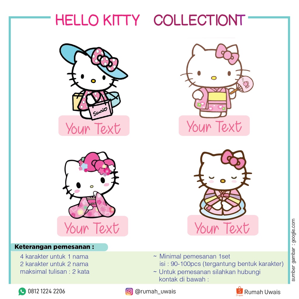 

sticker nama karakter helo kiti murah rumah uwais