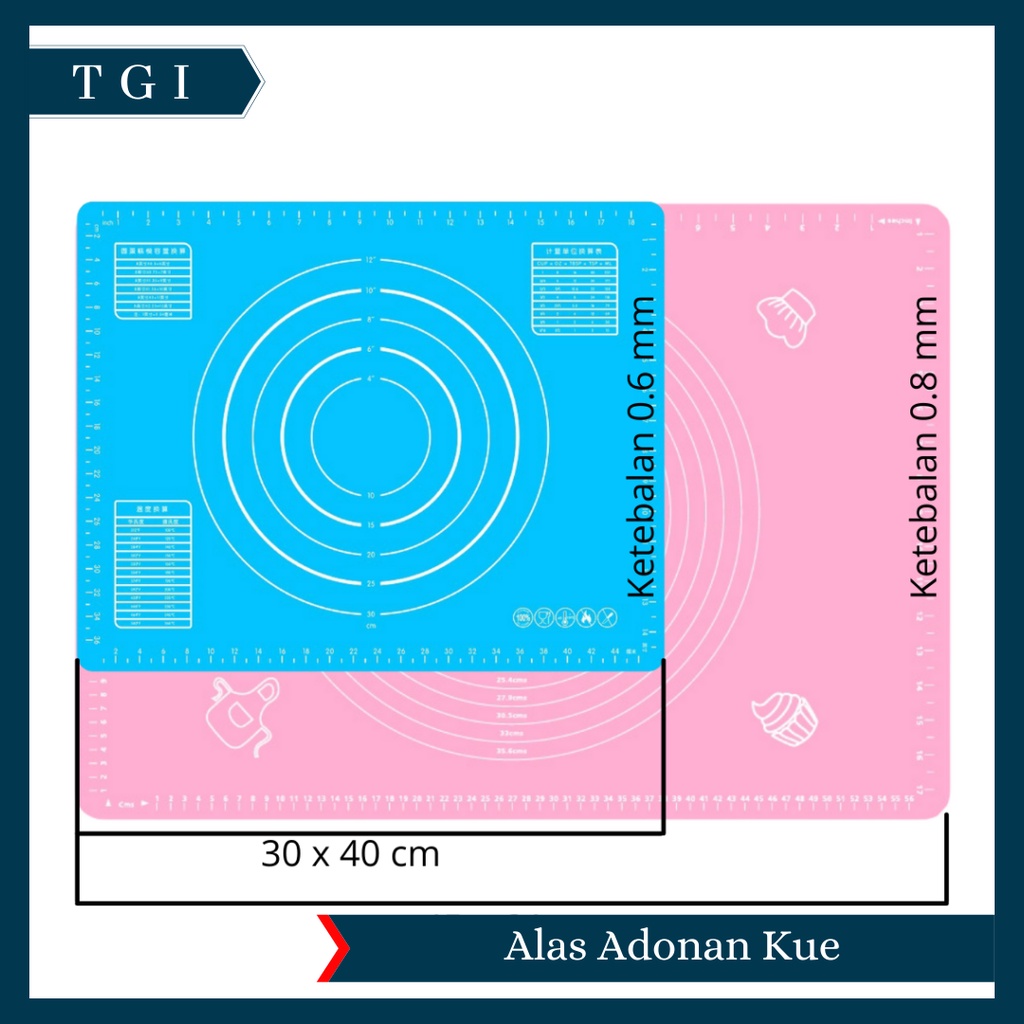 TGI - ALAS ADONAN KUE SILICONE BAKING PASTRY SILIKON MAT ANTI LENGKET BESAR KECIL BAGUS PREMIUM