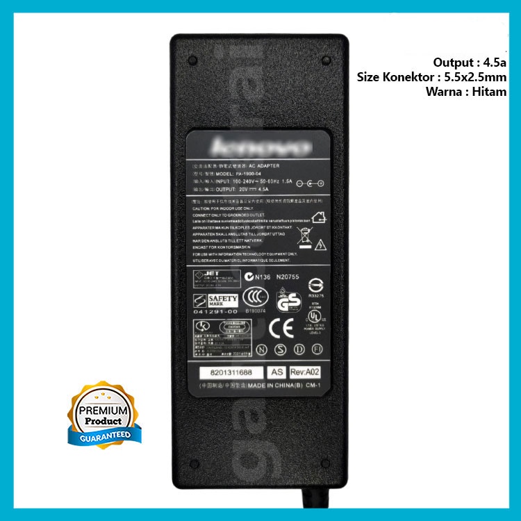 Adaptor Charger Lenovo B460 B470 G470 G475 G480 B475 G450 G460 G560 G575 4.5a 5.5x2.5mm