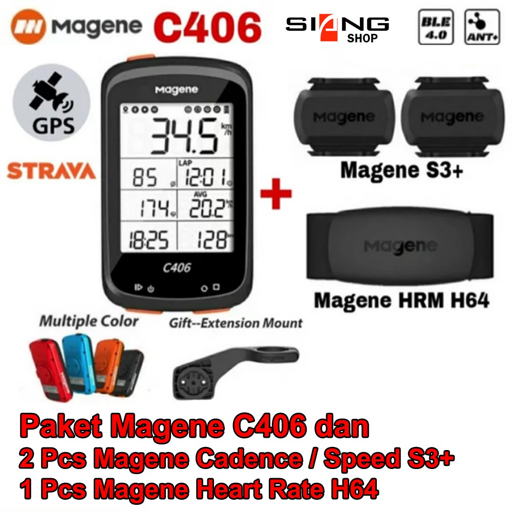 Magene C406 Cyclocompp dan 3 pcs Sensor Magene (Spedometer Sepeda)