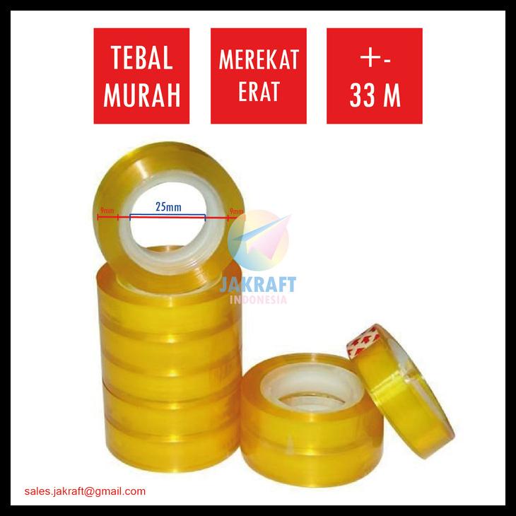 

Cellotape Selotip Isolasi Kado Kecil 1/2" Inch 12 Mm Clear Transparan Kode 600